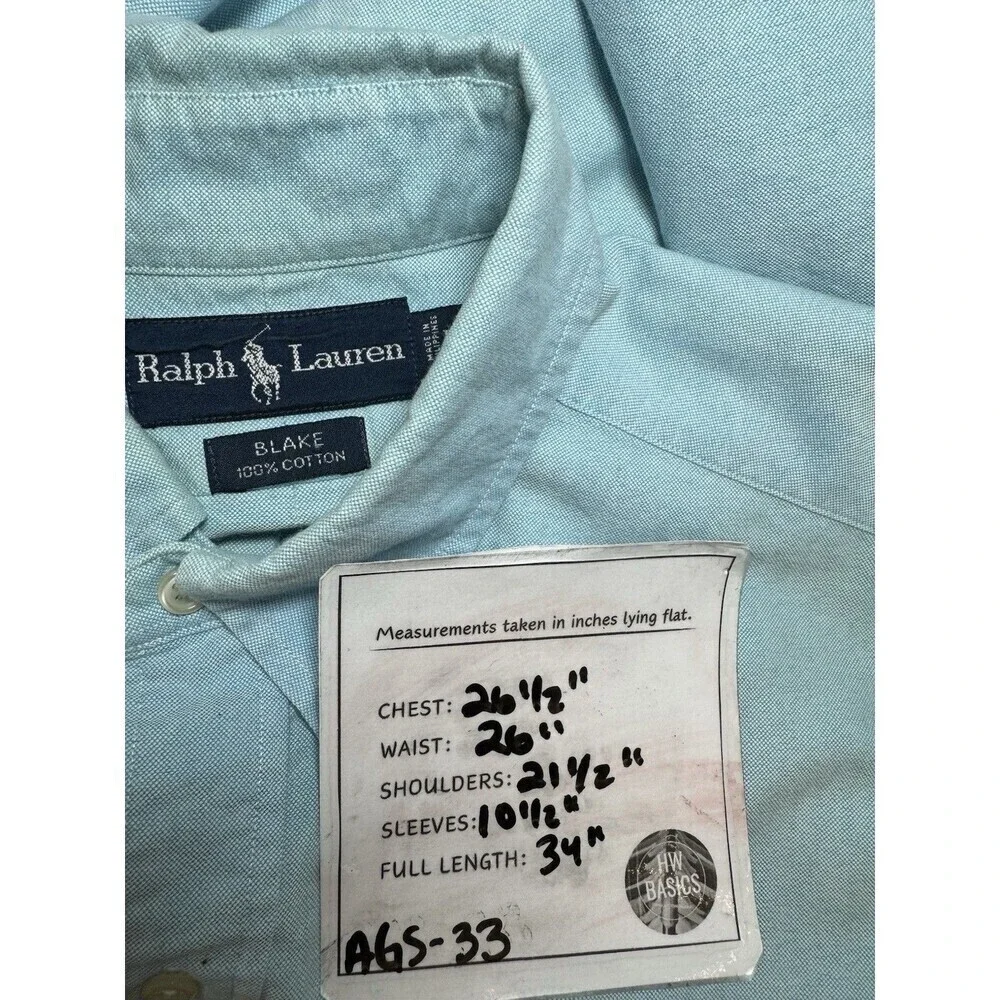 Ralph Lauren Shirt Mens L Blue Plaid Blake Short Sleeve Button Down